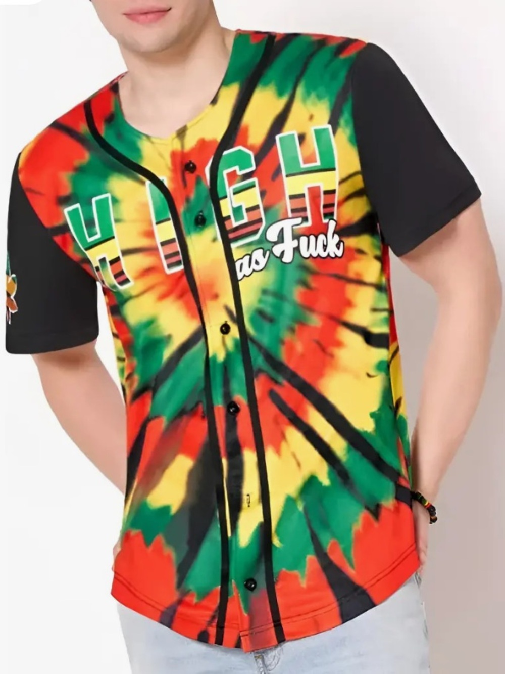 Spencers Jersey High Af Baseball Jersey Moys Rastafari Rege Marley large NWOT